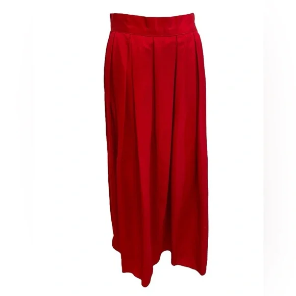 NWT 70s RED TOP BOX PLEAT MINIMALIST MIDI SKIRT 2 POCKETS MADE IN ITALY RAFAELLA - Picture 3 of 7